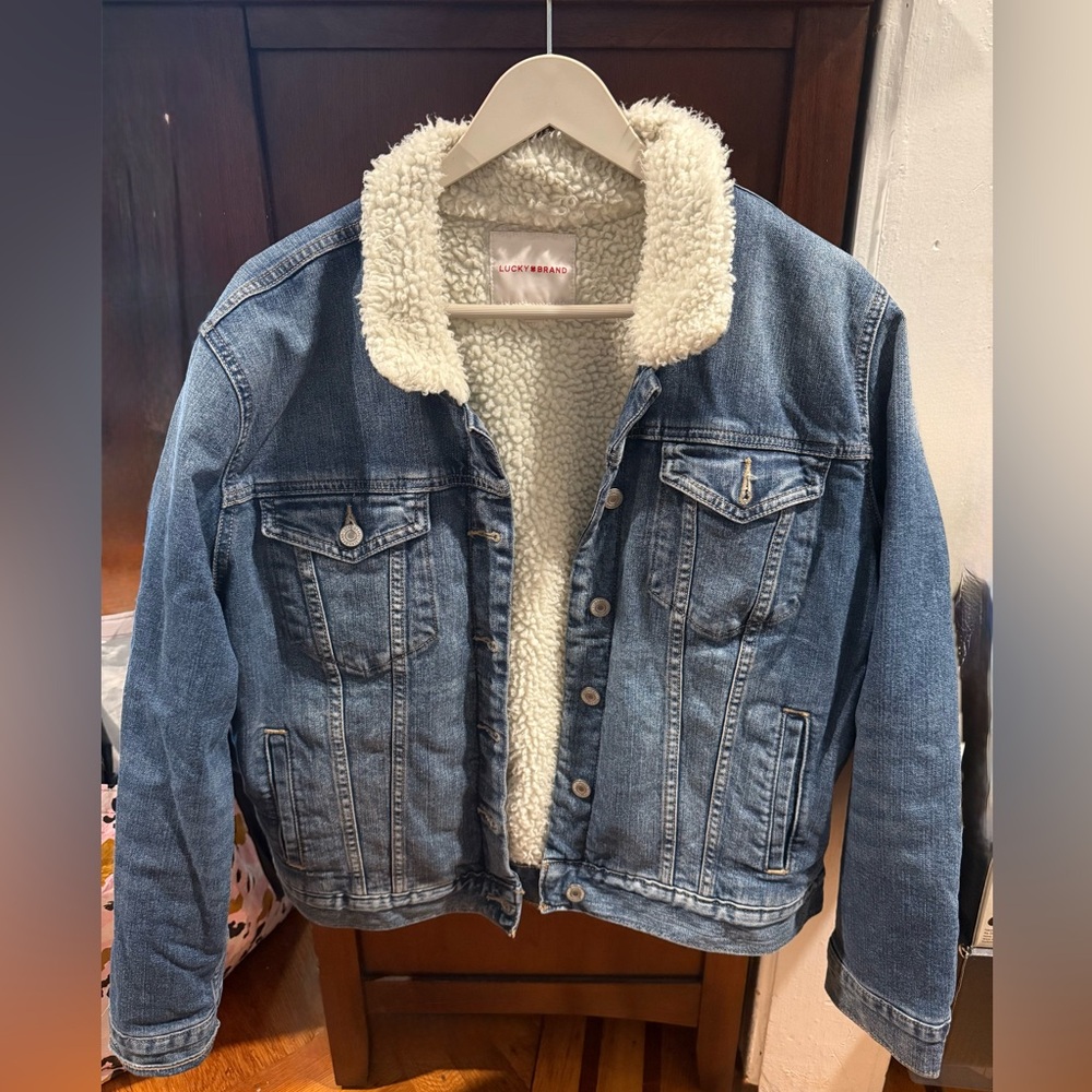 Lucky Brand furry jean jacket Women's